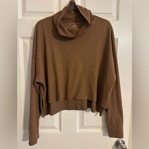 American Eagle Outfitters Brown Cowl Neck Sweater, cropped length, oversized fit